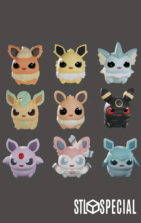 Eevee Evolution Chibi Pack STL