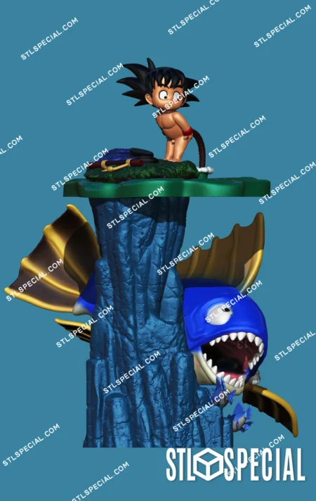 Goku Kid and Fish Diorama STL – 3D Model