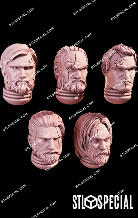 Legendary Heroes Heads x5 STL Files & 3D Model