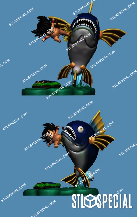 Son Goku Kick Fish STL – 3D Model