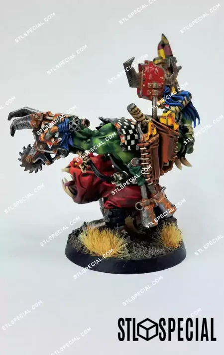 Ork Warboss with Attack Squig STL Model