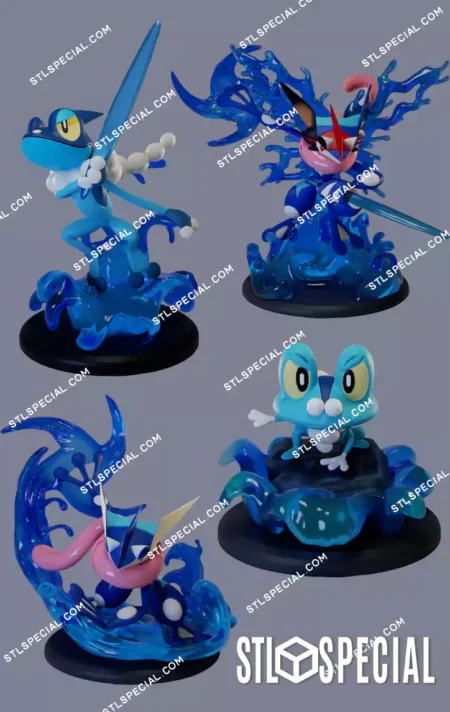 Greninja Pokemon Evolution Pack STL 3D Model