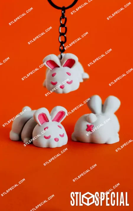 Flexi Tiny Bunny Keychain STL and 3MF