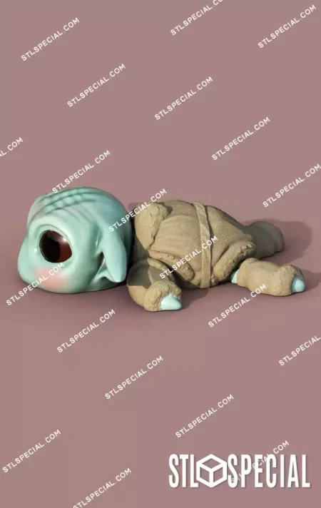 Super Flexi Turtle Grogu STL and 3MF