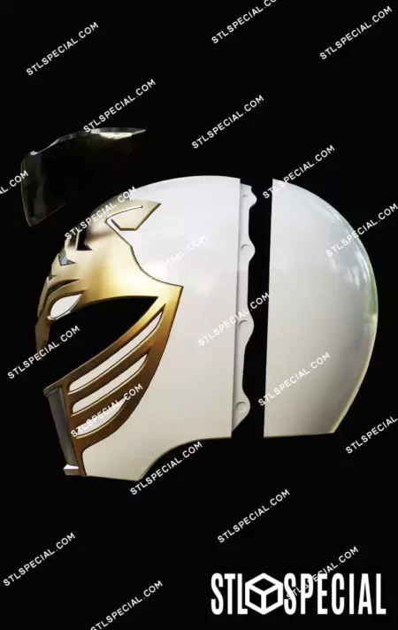 White Ranger MMPR Helmet STL 3D Model