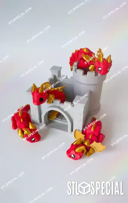 Little Dragon and Castle STL and 3MF Files