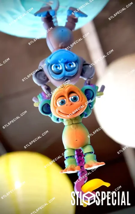Flexi Monkey with Tree and Banana STL & 3MF