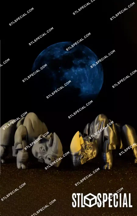 Articulated Armored Rhino STL & 3MF Files
