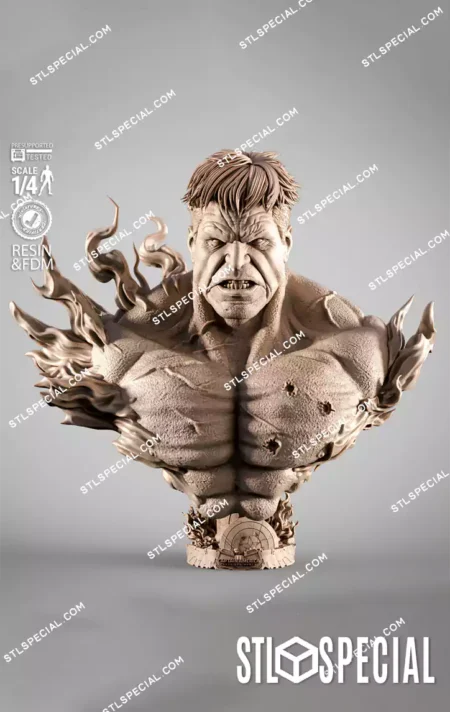 Red Hulk Portrait Bust STL Files