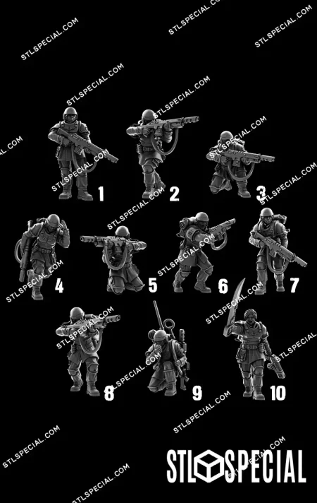 Female Cadian Shock Troops STL Miniatures
