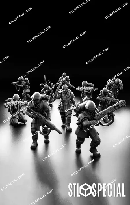 Female Cadian Shock Troops STL Miniatures