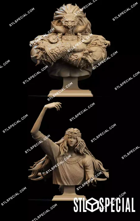 Radahn and Miquella Bust STL 3D Printable