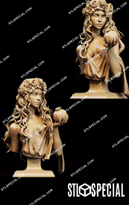 Persephone Bust STL 3D Printable Model