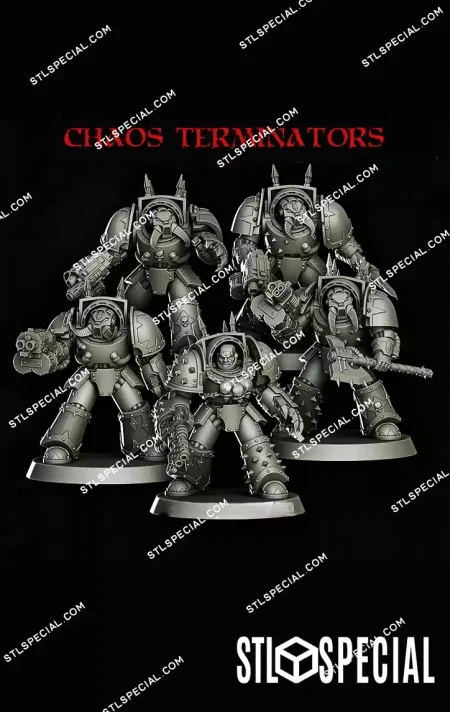 Chaos Terminator Squad STL Miniatures
