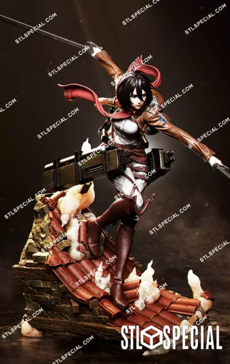 Mikasa STL 3D Printable Heroic Figure