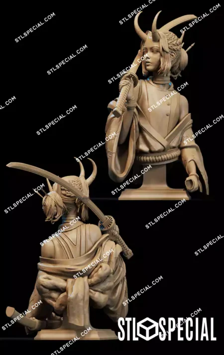 Oni Bust STL 3D Printable