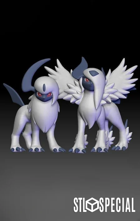 Absol and Mega Absol STL Files - Disaster Pokemon in Stunning Detail
