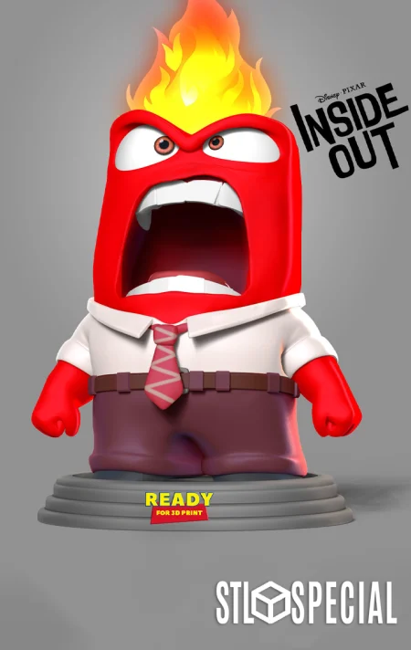 Anger from Inside Out 3D Print STL Files – Channel the Fiery Emotion with This Detailed and Expressive Model