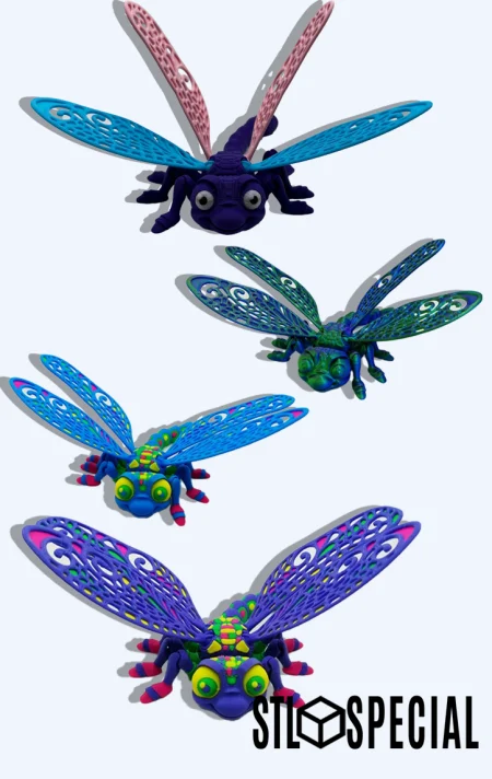Dragonfly Articulated Flexi Toy STL and 3MF