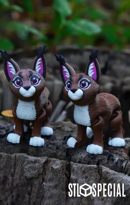 Flexi Caracal Cat 3D Model STL - Articulated and Poseable