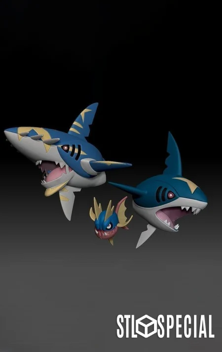 Carvanha, Sharpedo, and Mega Sharpedo Pokemon STL Bundle