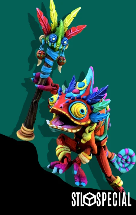Shaman Chameleon Articulated Flexi Figure STL