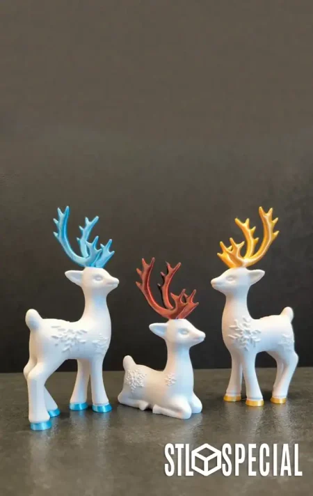 Christmas Deer in Various Positions 3D Print STL Files