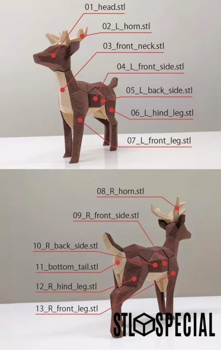 Deer Puzzle STL and 3MF