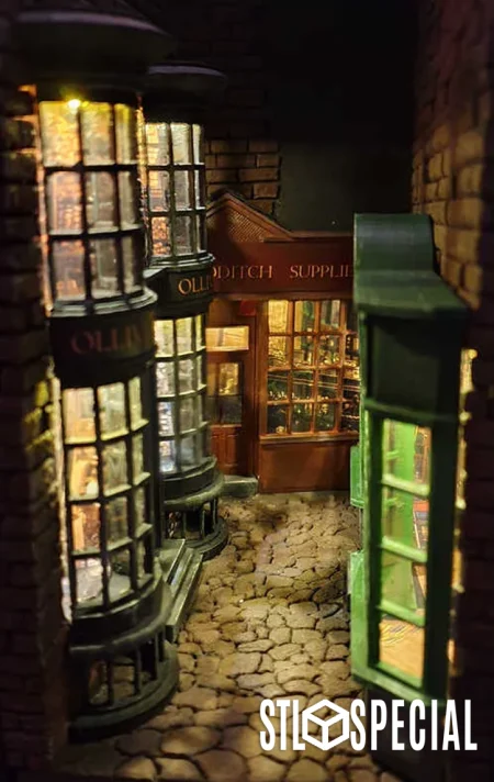 Diagon Alley - Harry Potter Book Nook 3D Model (STL)