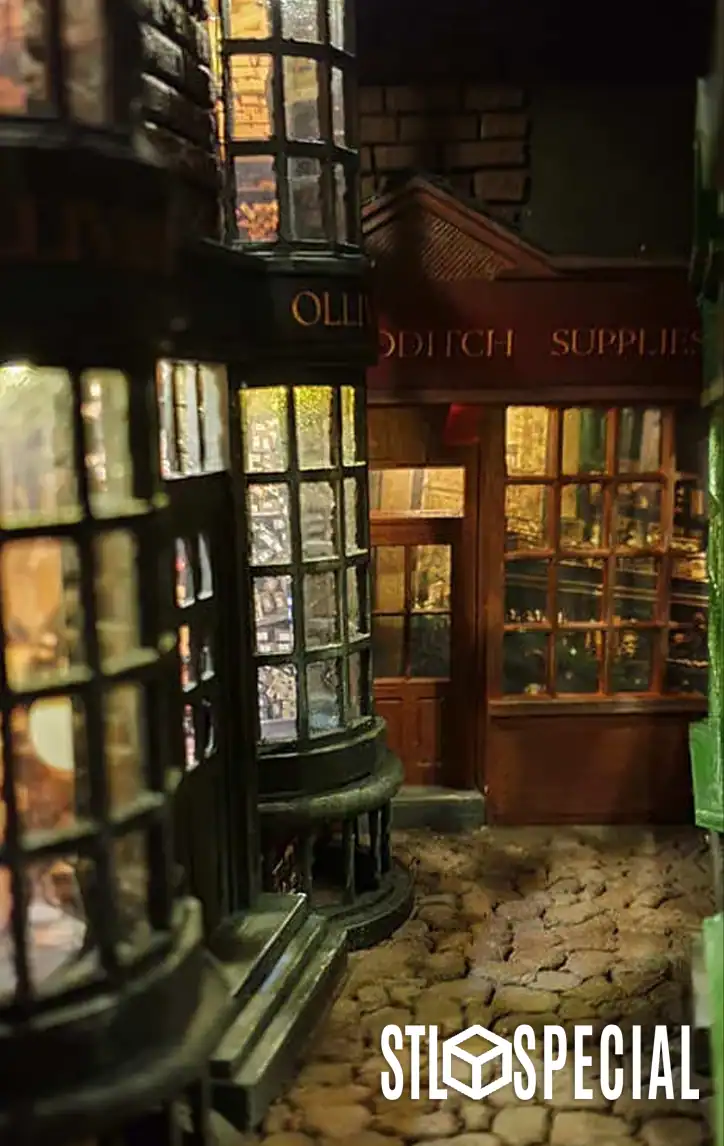 Diagon Alley - Harry Potter Book Nook 3D Model (STL) - Image 3