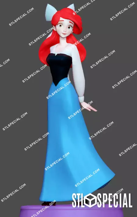Ariel Blue Dress Basic STL 3D Model