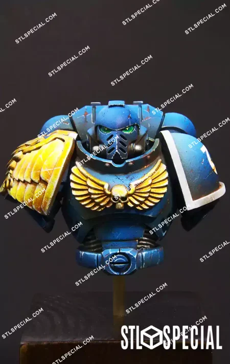 Ultramarines Space Marine Bust STL Model