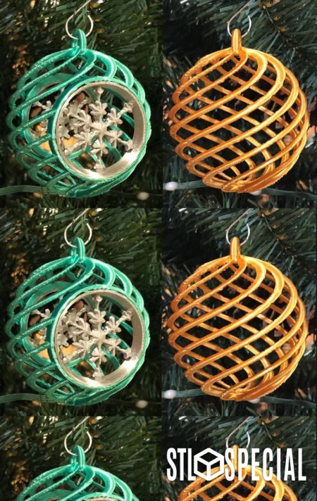 Festive Spiral Christmas Ornaments 3D Print STL Files
