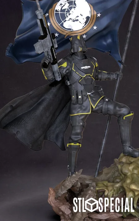 Helldiver Statue STL – Majestic Sci-Fi Miniature Display