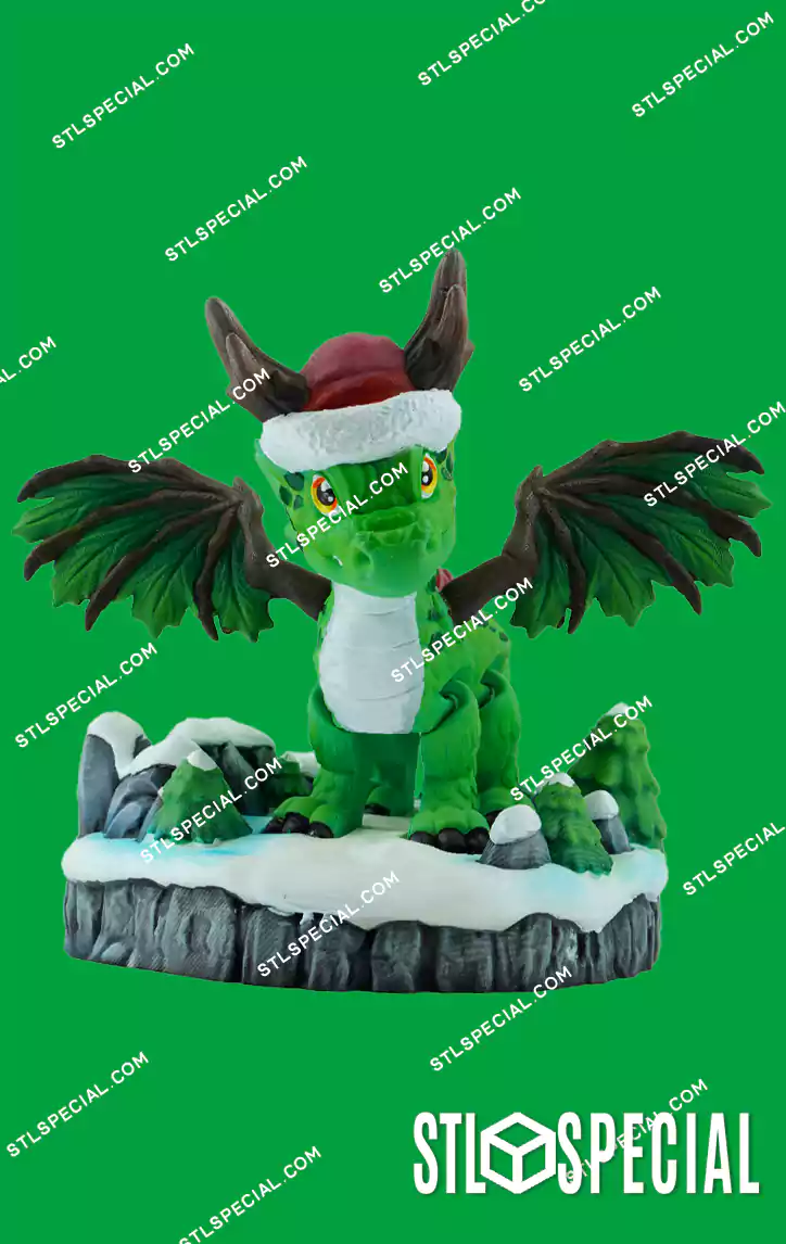 Flexi Christmas Dragon STL and 3MF