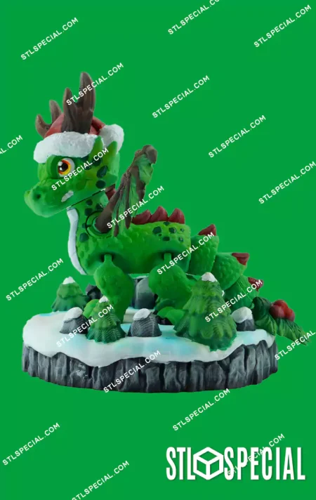 Flexi Christmas Dragon STL and 3MF