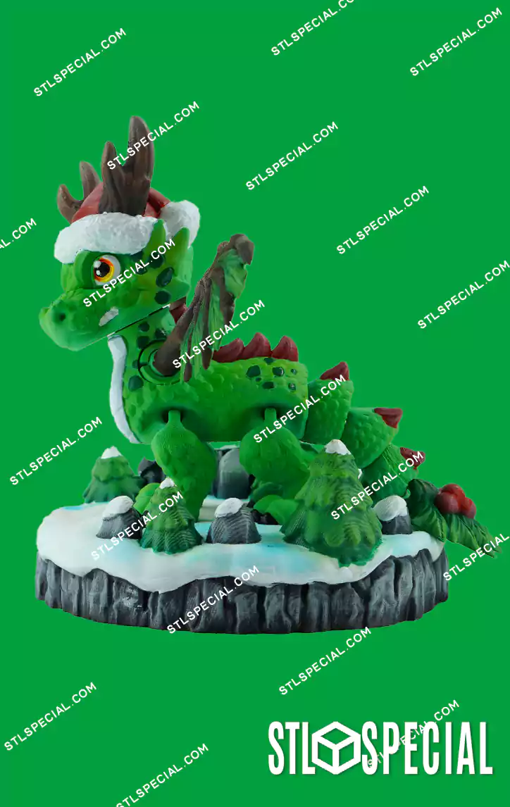 Flexi Christmas Dragon STL and 3MF