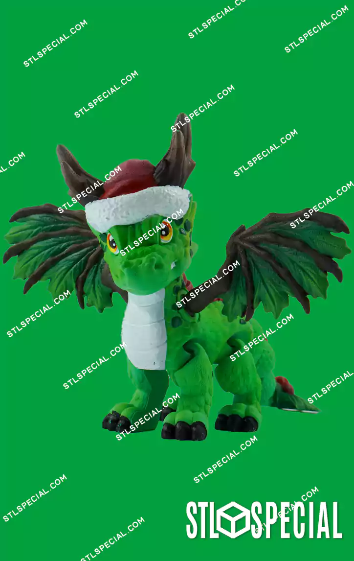 Flexi Christmas Dragon STL and 3MF