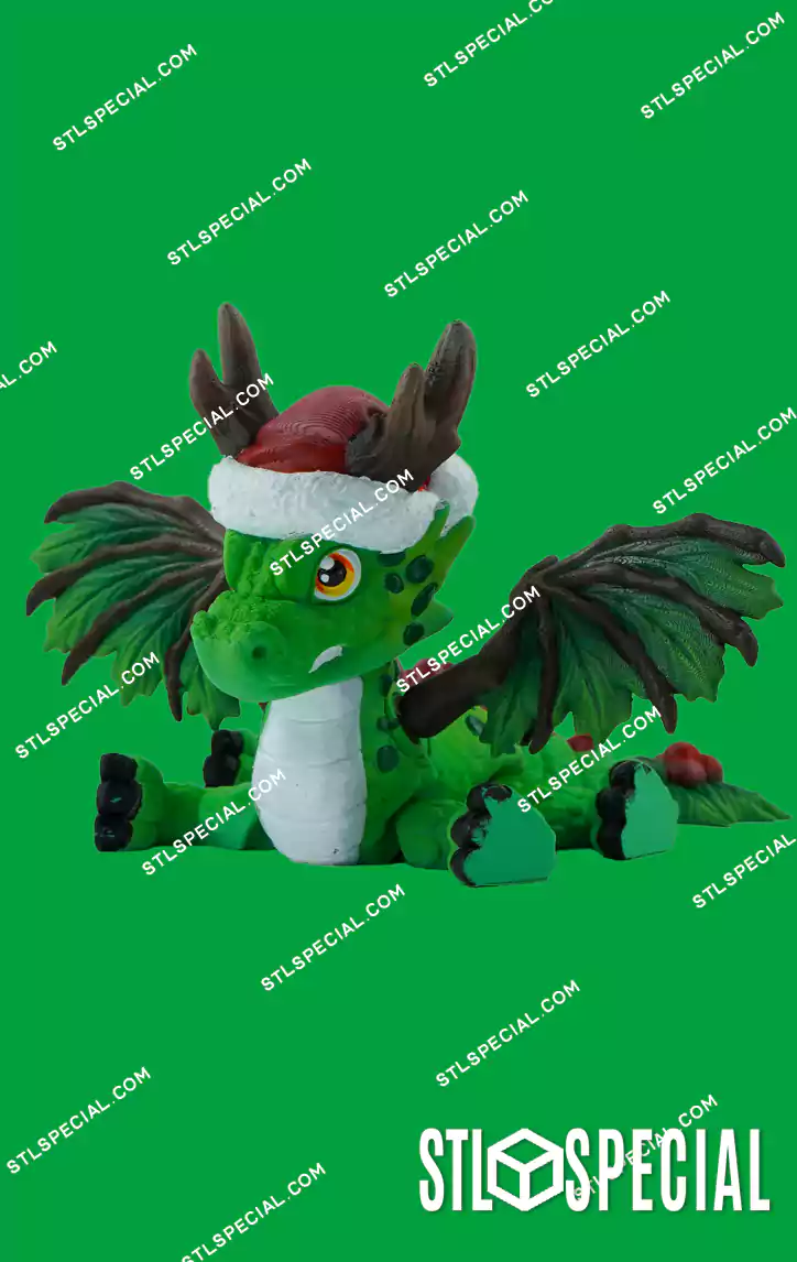 Flexi Christmas Dragon STL and 3MF