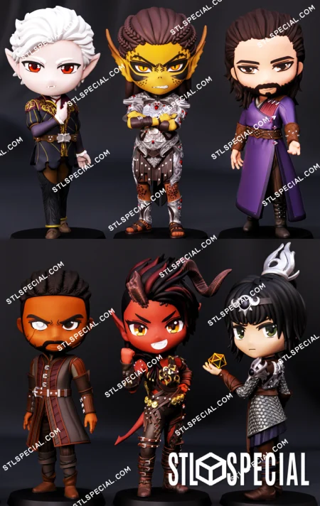 Chibi Baldurs Gate 3 Characters STL 3D Model
