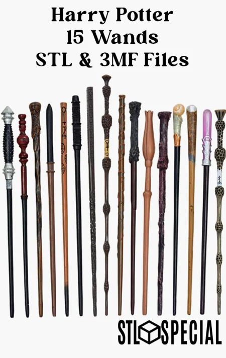 Harry Potter 15 Wands STL Special & 3MF