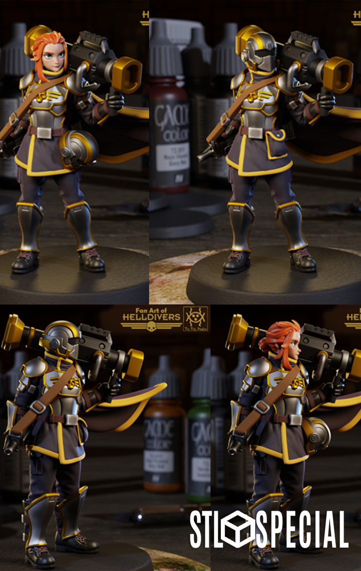 Helldivers Miniature Set 4 Dynamic Poses with Supports STL