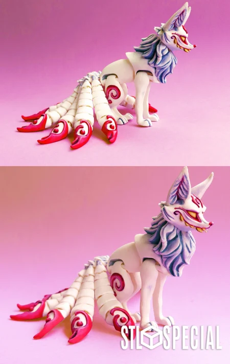 Kitsune Articulated Flexi Figure (STL & 3MF)