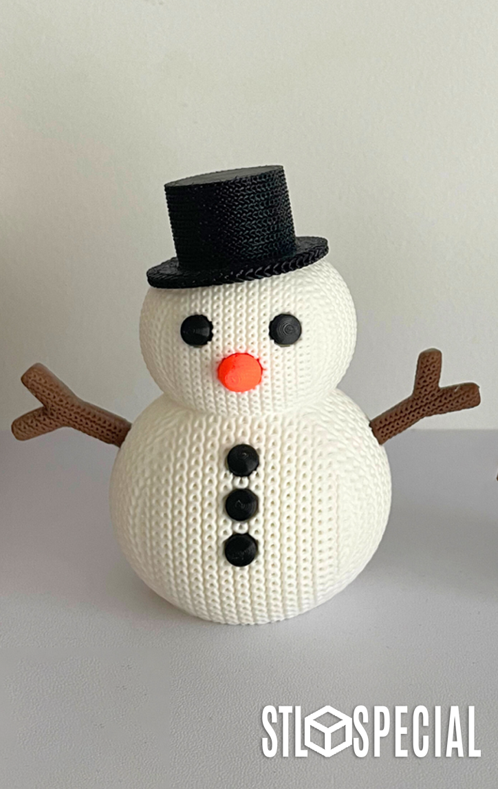 Knitted Snowman Figurine and Ornament 3D Print STL Files - Image 2
