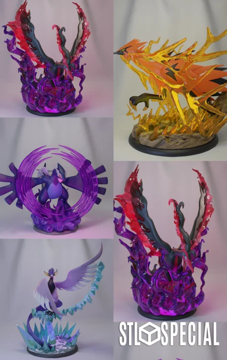 Shadow Lugia and Galar Birds Pack – STL Files for 3D Printing
