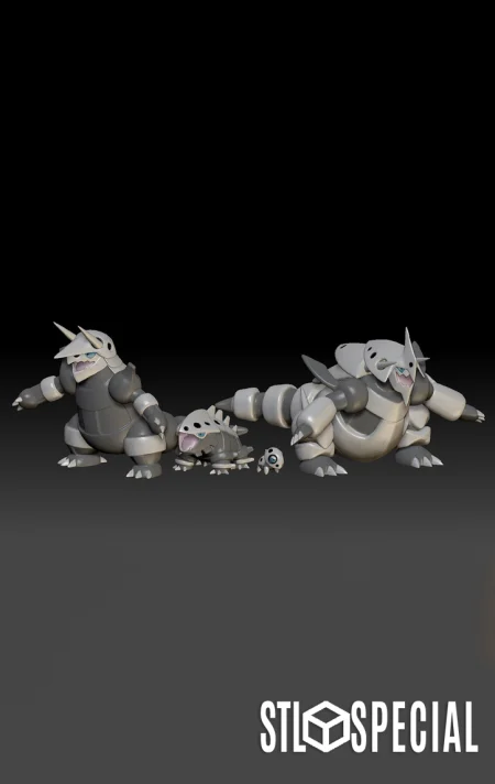 Aron, Lairon, Aggron, and Mega Aggron Pokemon STL Bundle