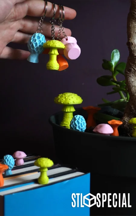 Mini Mushroom Bookmarks, Keychains, and Decorations - STL Files