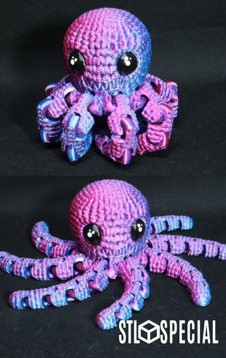 Octopus Plush – Articulated Flexi Toy STL & 3MF