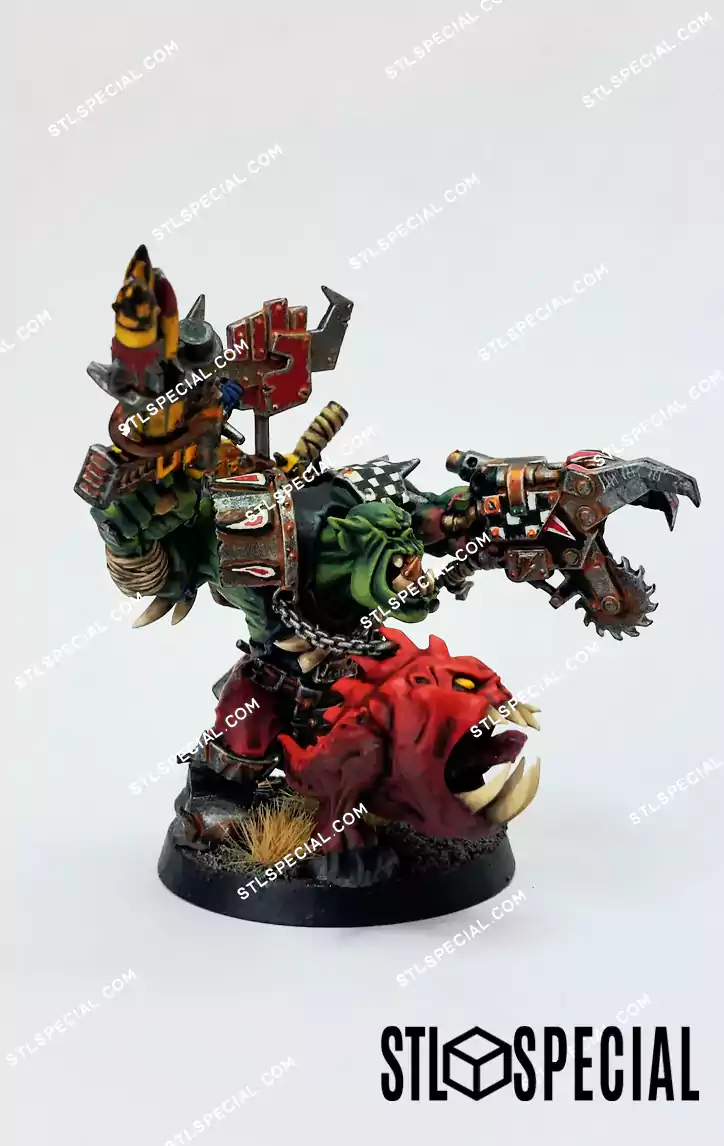 Ork Warboss with Attack Squig STL Model