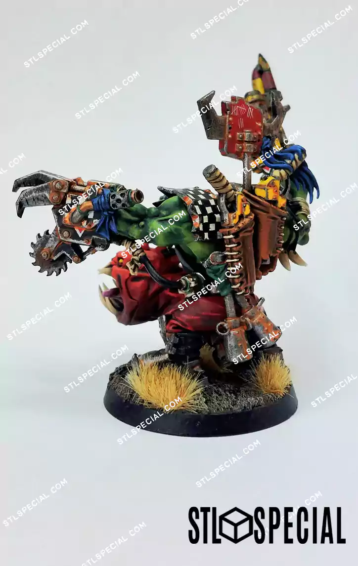 Ork Warboss with Attack Squig STL Model